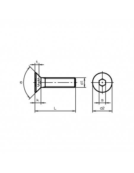 Vis Metrique Inox A2 M6 20mm Allen Tête Fraisée Plate A2M6ACF20