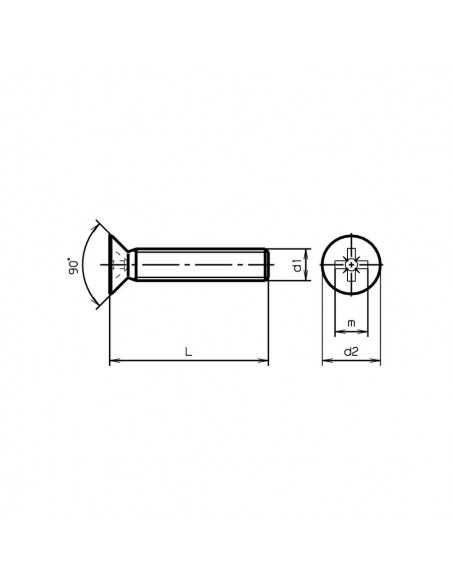 Vis Metrique Inox A2 M5 50mm Pozidriv Tête Fraisée Plate A2M5PCFH50