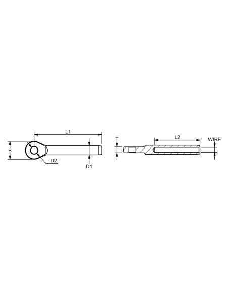 Stainless Steel A4 Wire Terminal Eye 3mm Pin 6.5mm